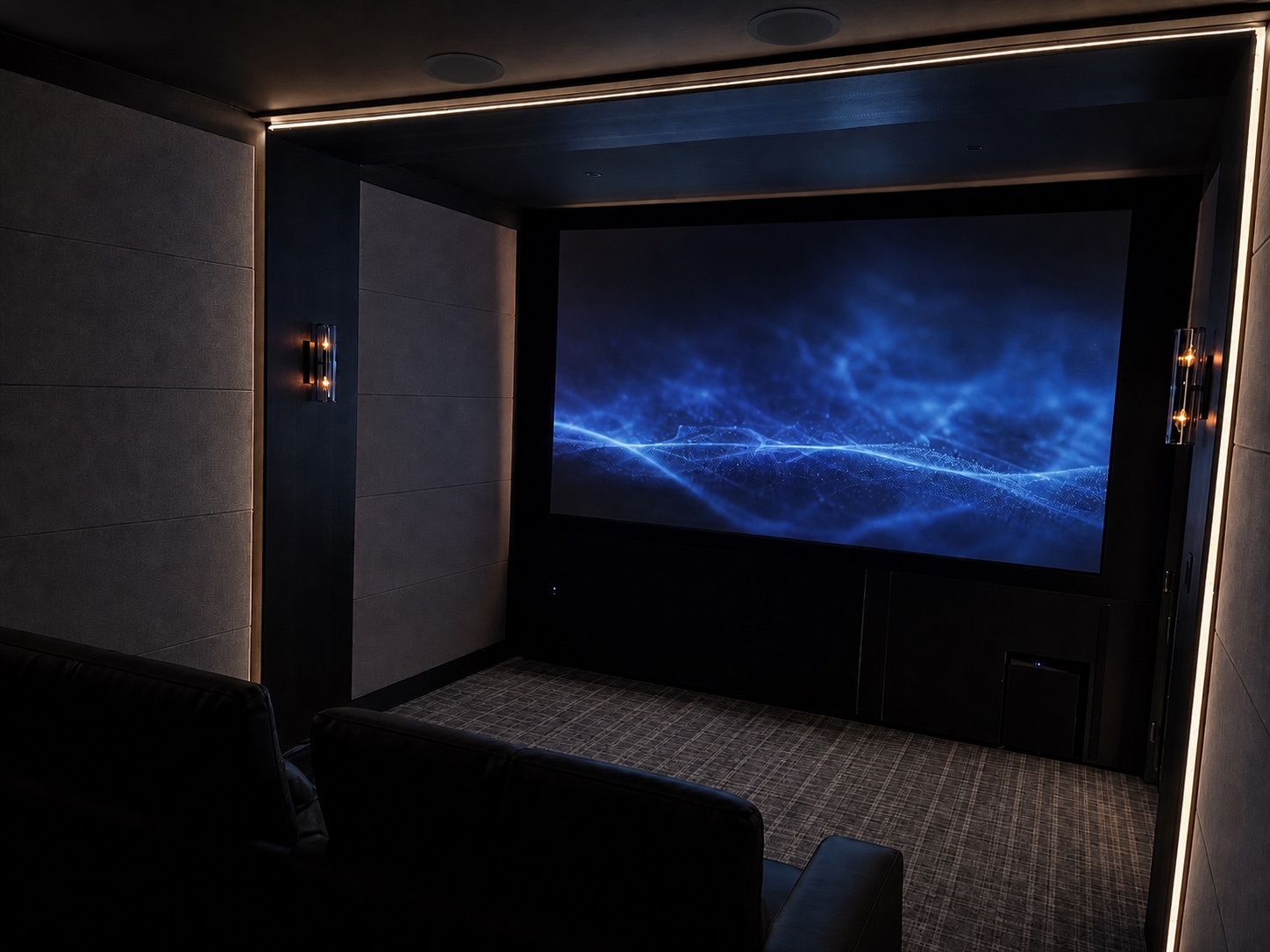 Projection system operating in the completed Hickory home theater