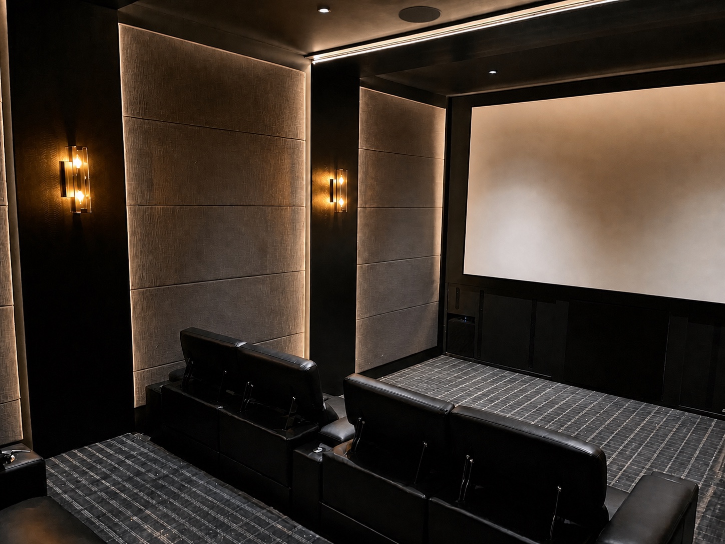 Screen wall and illuminated acoustic panels
