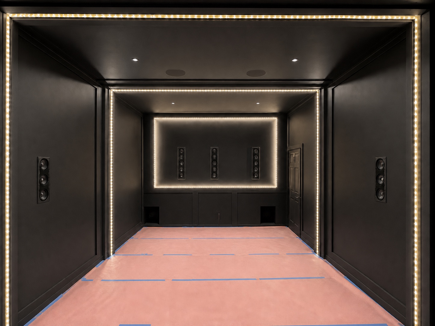 Speaker and architectural lighting installation in progress