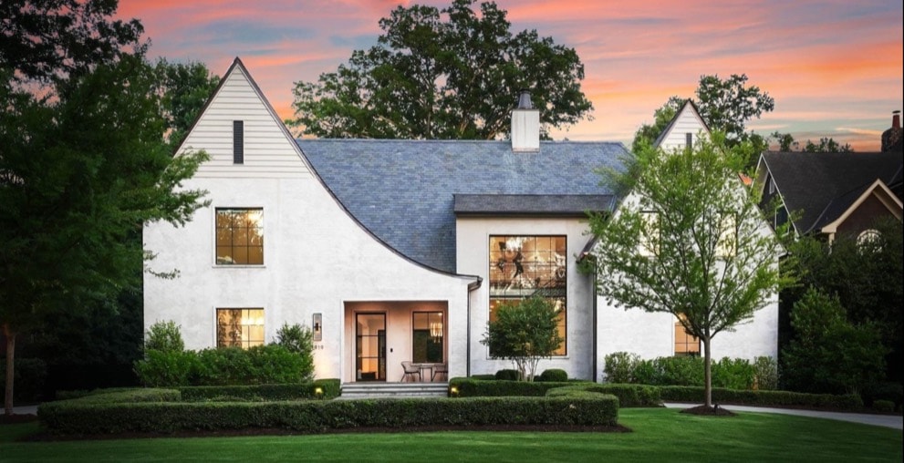 Eastover residence front exterior at sunset