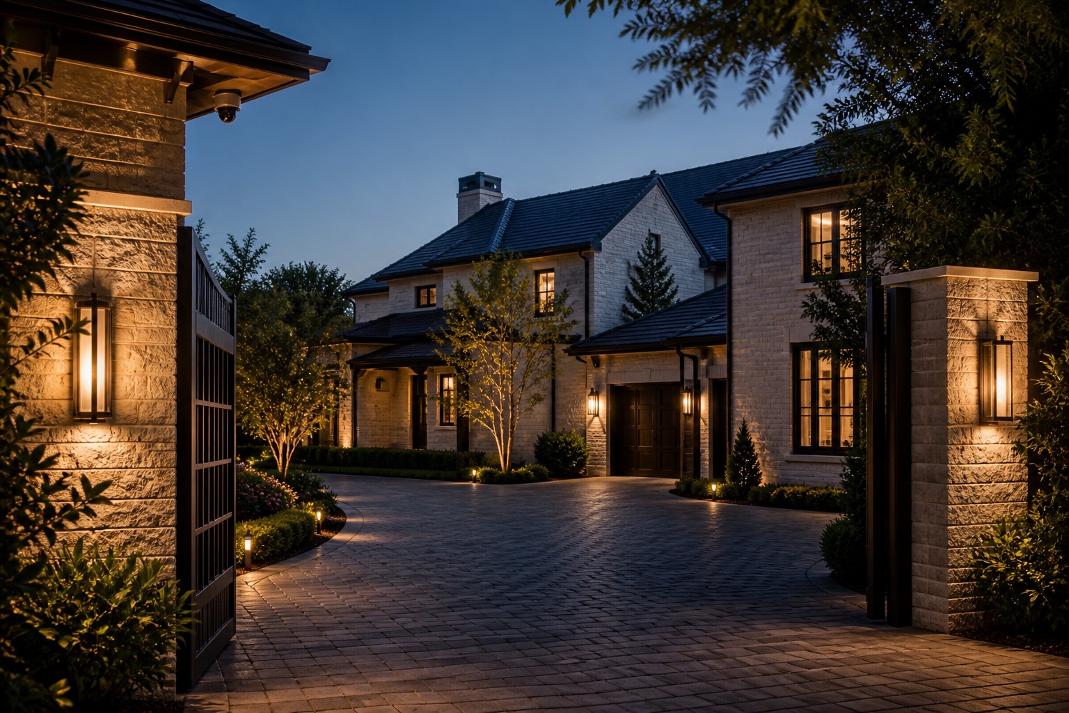 Discreet surveillance integrated into a luxury motor court