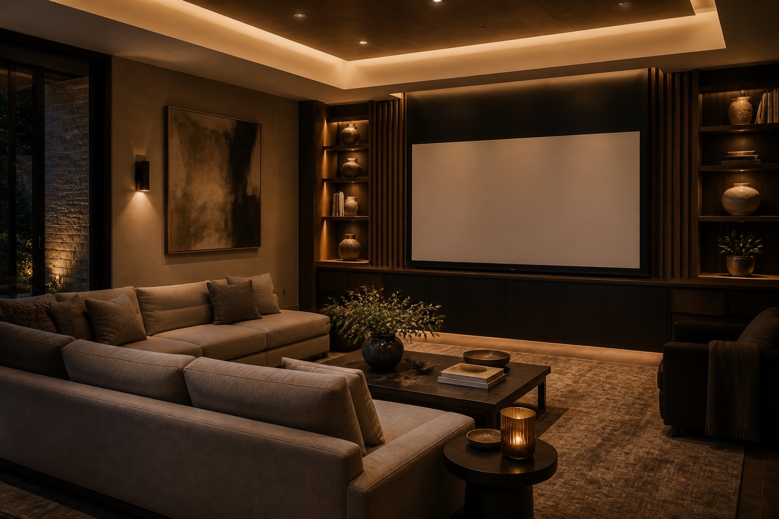 Finished media lounge ready for everyday living