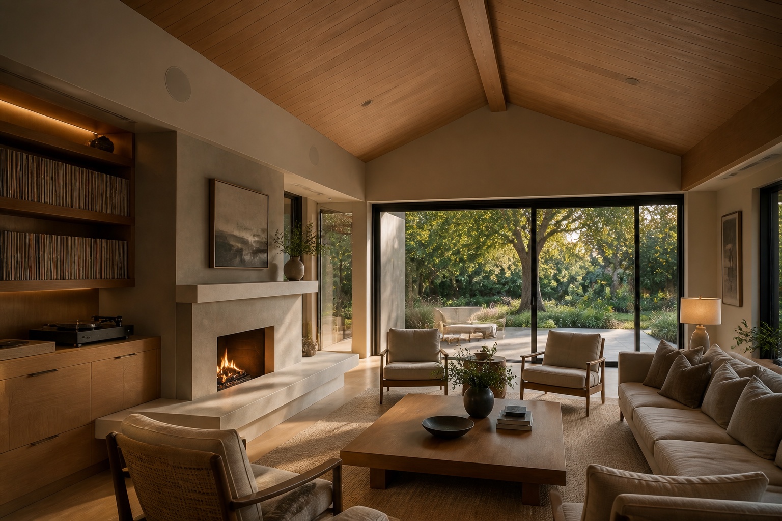 Integrated whole-home audio in a tailored living room